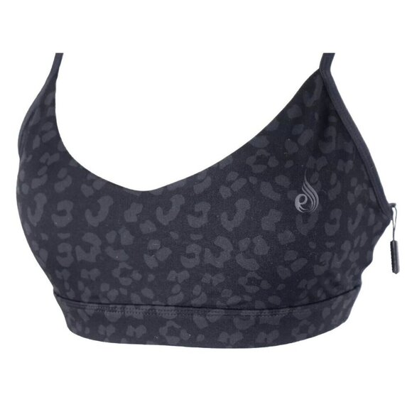 Ryderwear Women's Medium Black Hybrid Sports Bra Racerback Leopard Print Top NWT - Picture 2 of 5